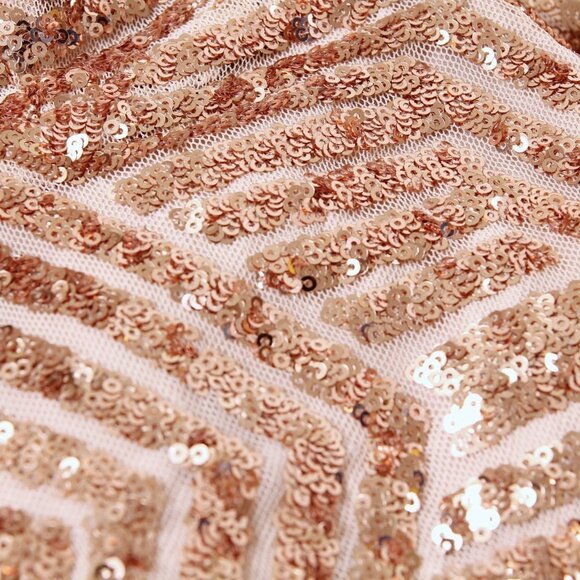 Lulu’s Serenade in the Night Rose Gold Sequin Skater Mini Dress - Picture 9 of 13